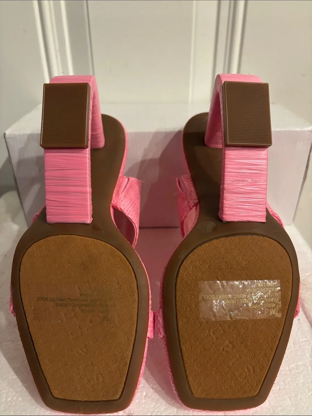 Gianni Bini pink Sculpted Heel Slide Sandals - Women